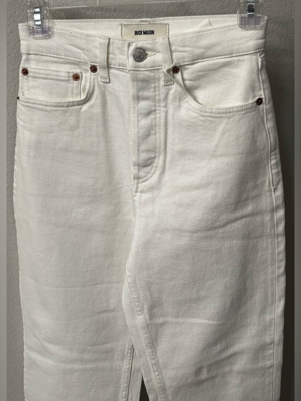 NWT Buck Mason Rider High Waist Straight Leg Twill Jeans Size 24 Natural/White - Picture 4 of 11